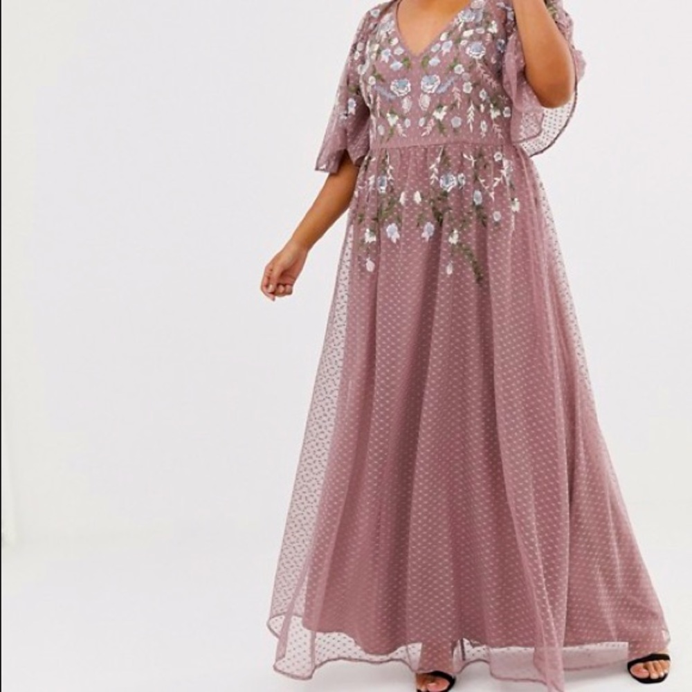 ISO ASOS Curve flutter sleeve maxi dress